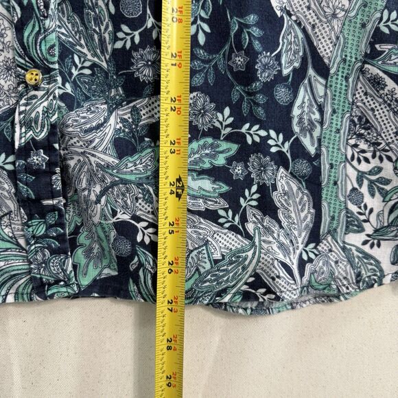 Charter Club Luxury 100% Linen Button Down Shirt Blue White Paisley Woman Sz XL - Picture 5 of 7